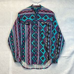Vtg MO BETTA Maury Tates Mens Shirt Button-Up Aztec Western Rodeo Cowboy 16.5/36